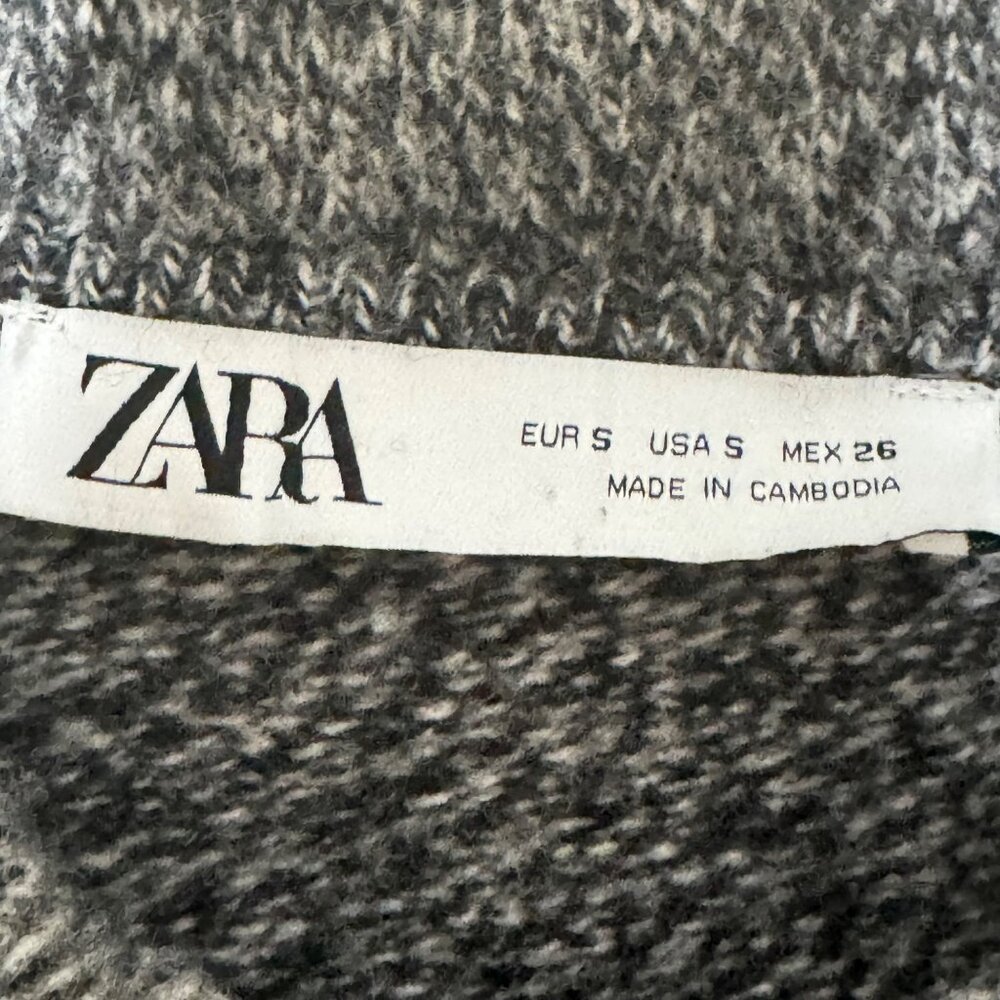 Zara Gray 100% Wool Knit Jacket S Collared Cardigan Gold Button Knit Coatigan - Picture 4 of 8